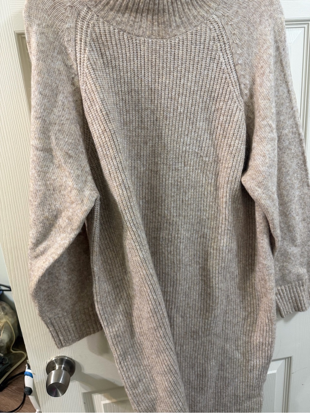 Cream Ribbed Knit Women’s Sweater